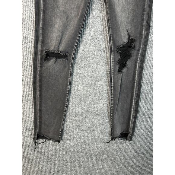 American Eagle Womens Hi Rise Jeggings Sz 8 Black Distressed Next Level Stretch - Picture 5 of 11